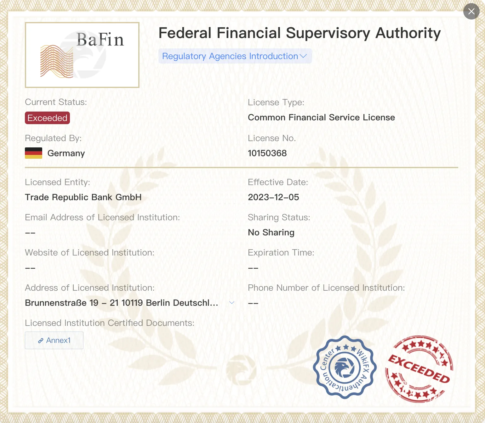 Überschrittene BaFin-Lizenz