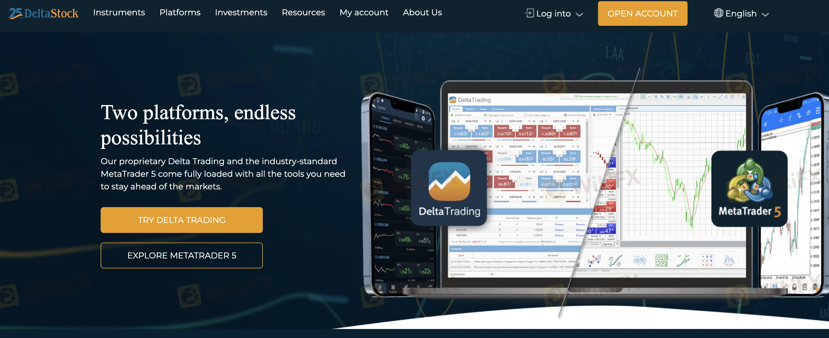 Página de inicio de DeltaStock