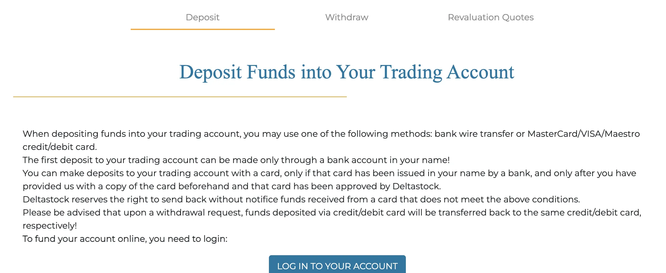 Deposit and Withdrawal Deposit and Withdrawal