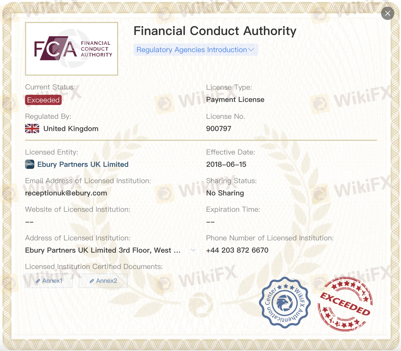 Licencia FCA excedida