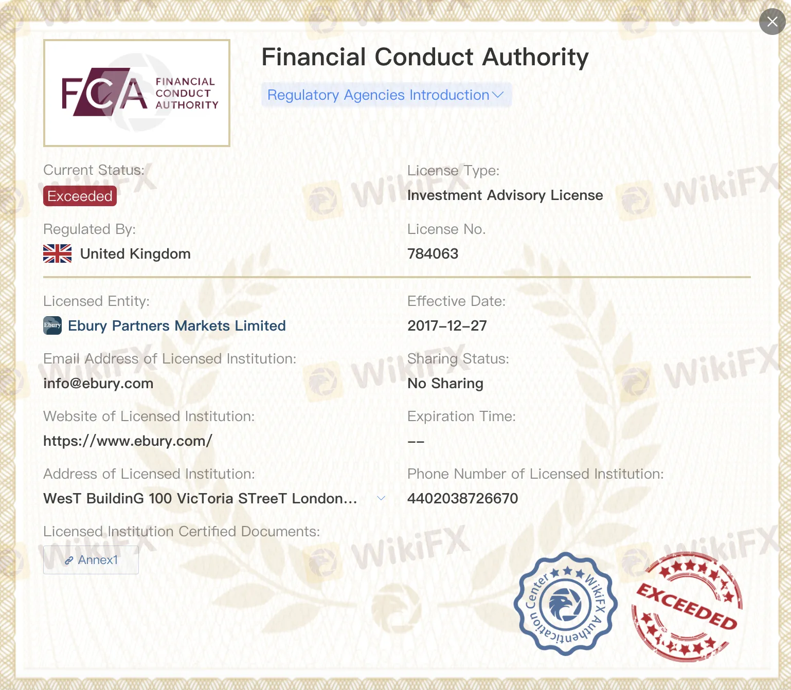 Licença FCA Excedida
