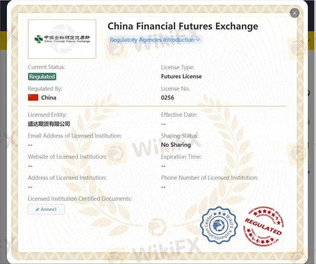 SHENGDA FUTURES license