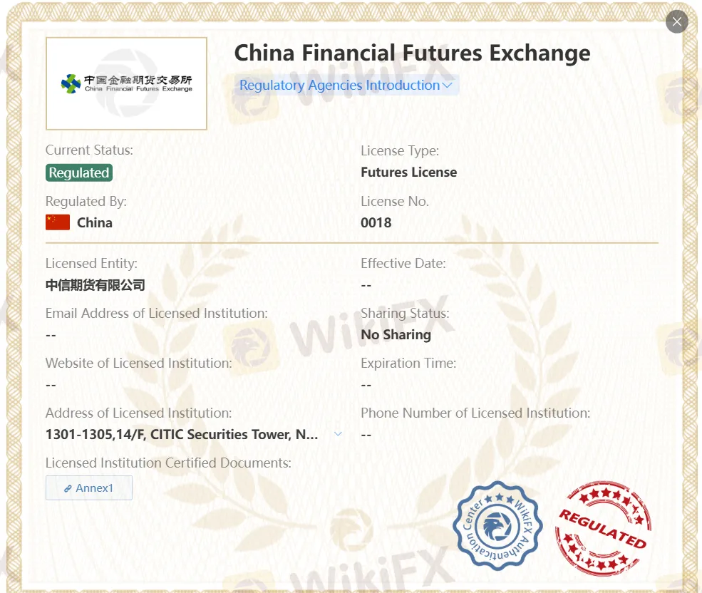 CITIC Futures лицензия