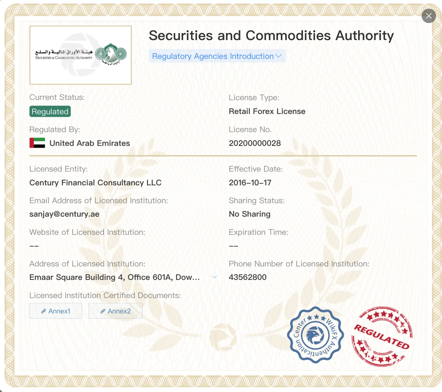 Licence Century Financial Licence Century Financial