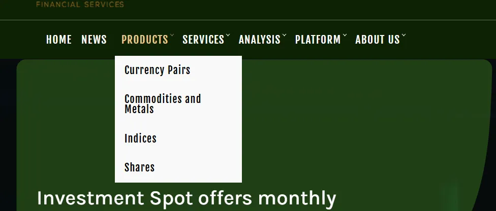 Investment Spot products Investment Spot products