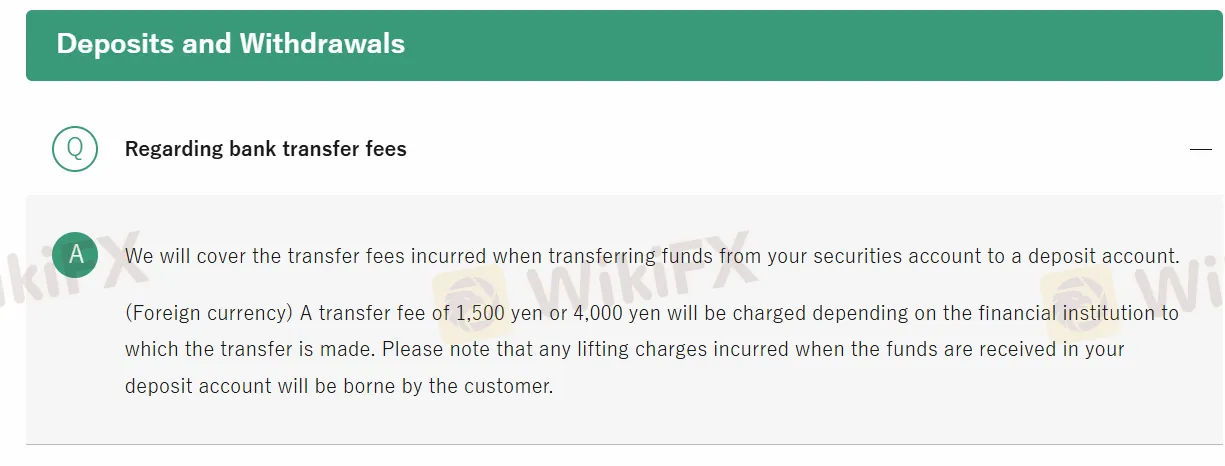 Deposit and Withdrawal