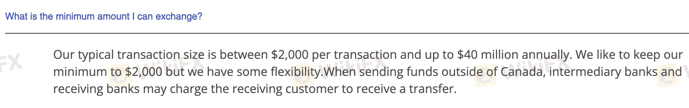Minimum Exchange Amount