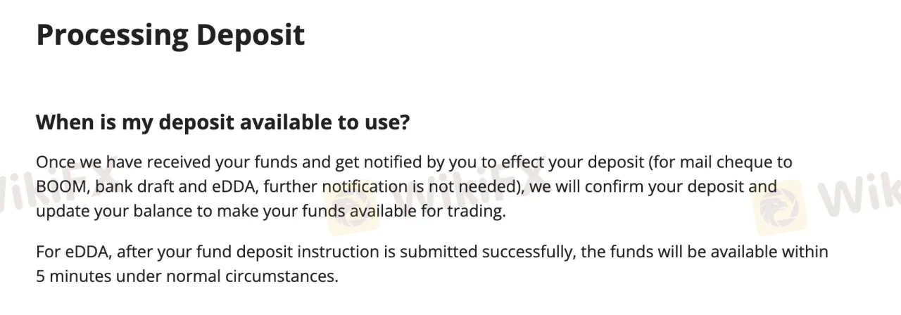 deposit and withdrawal