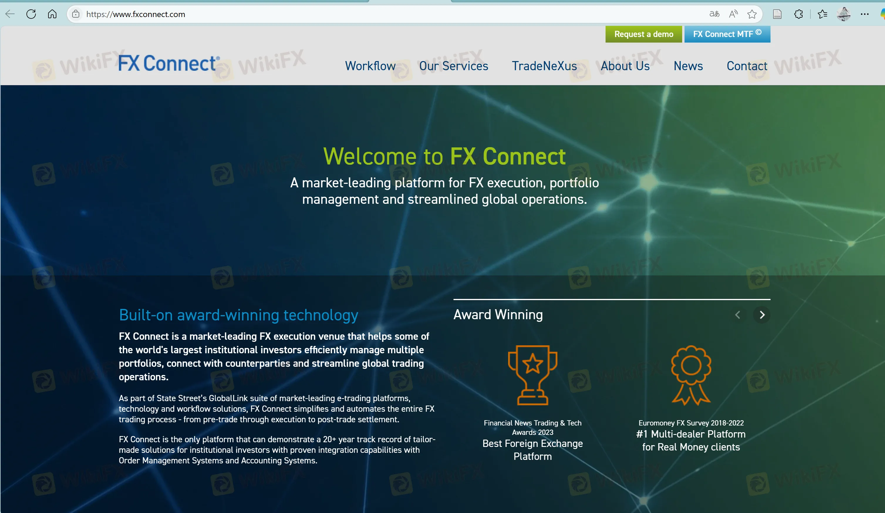 FX Connect's homepage