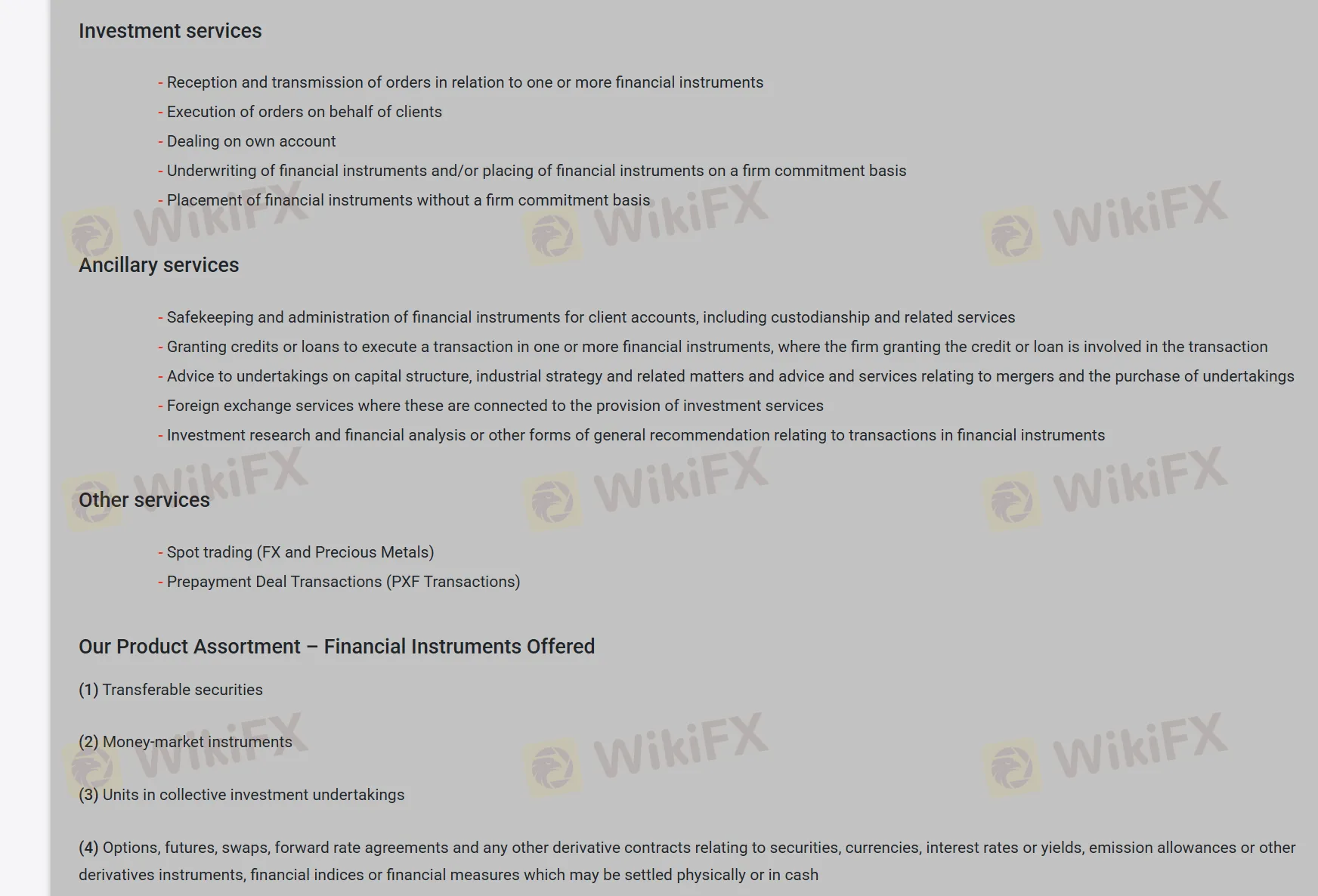 Productos y servicios