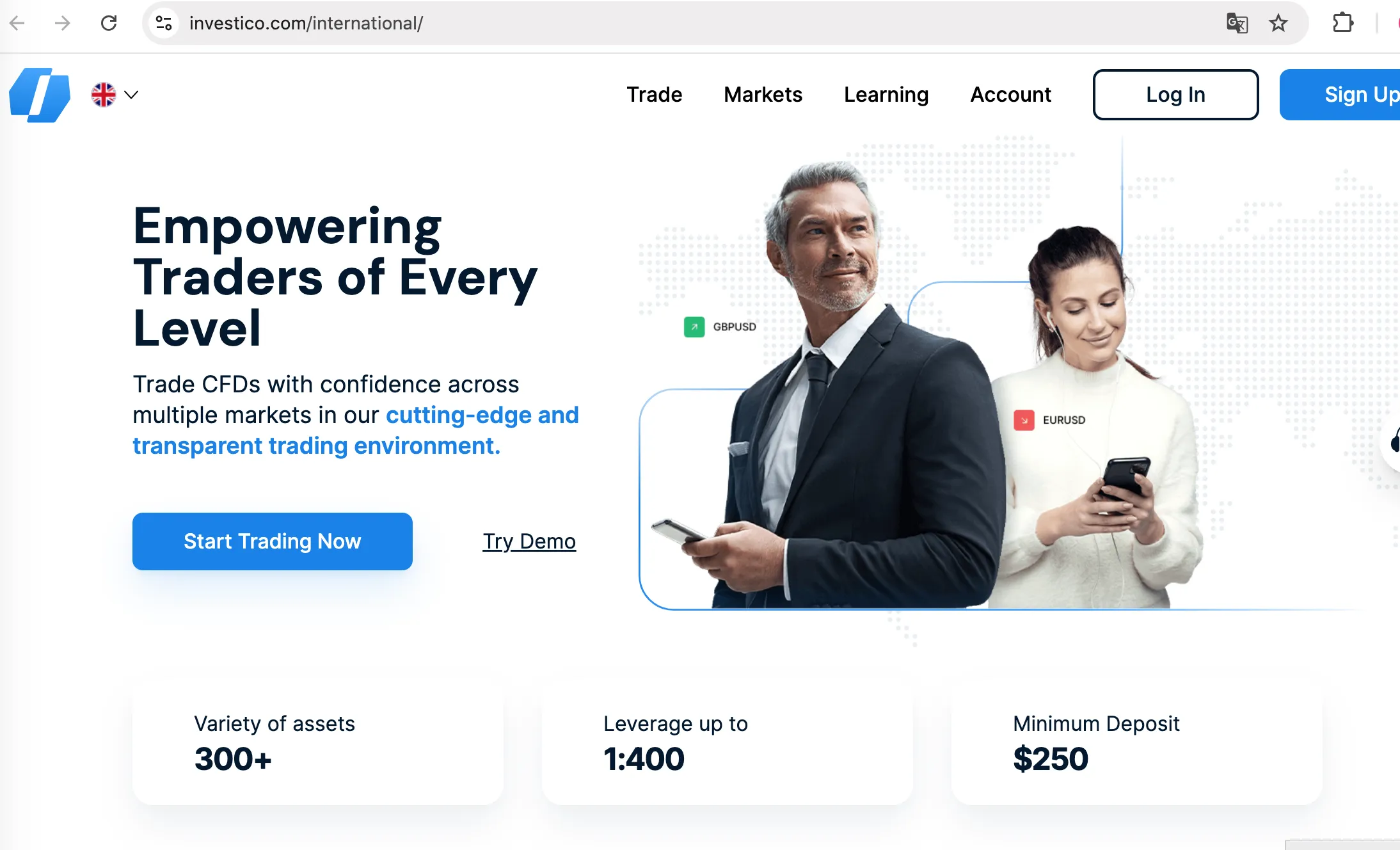 Investico's homepage