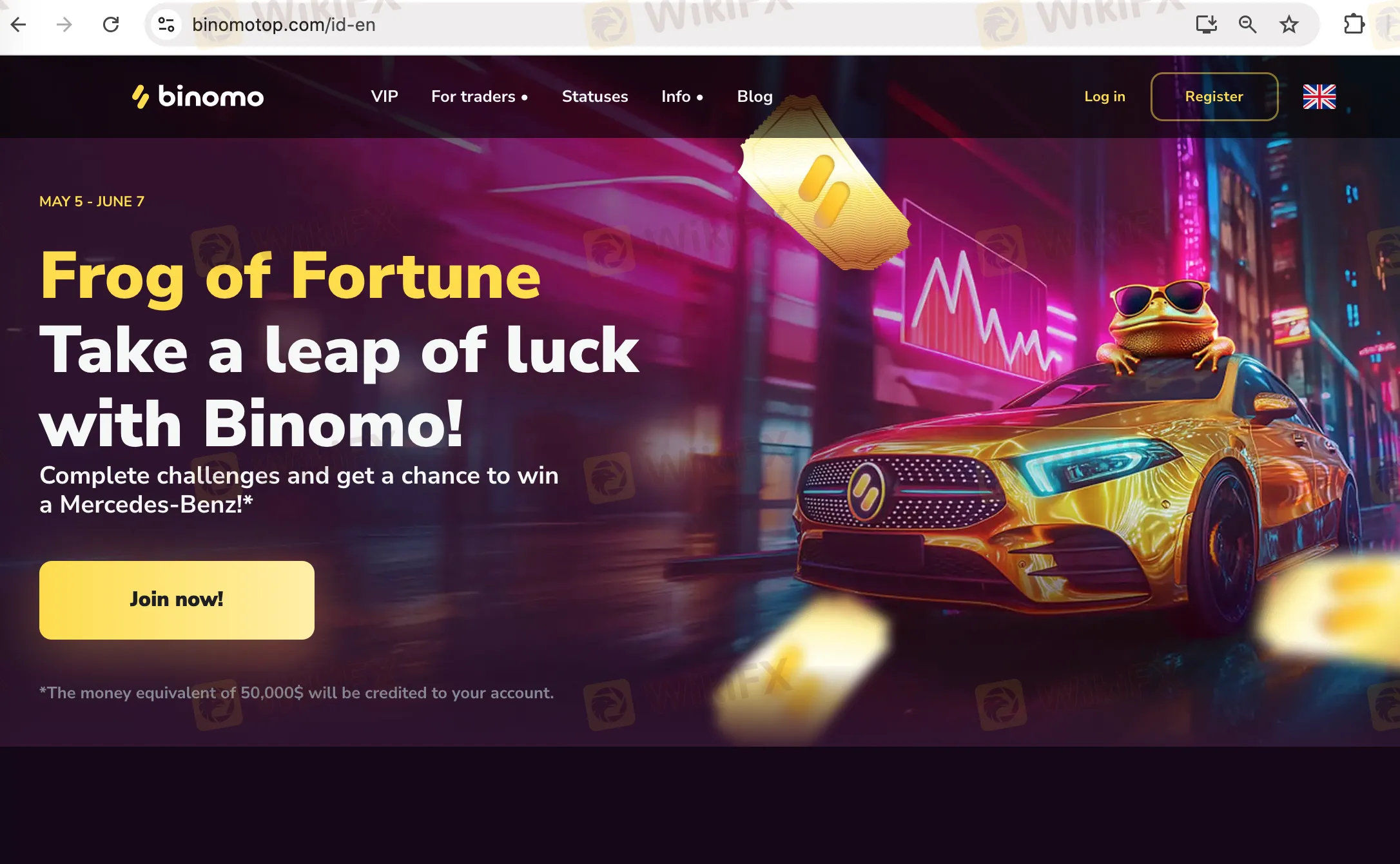 Binomo's homepage
