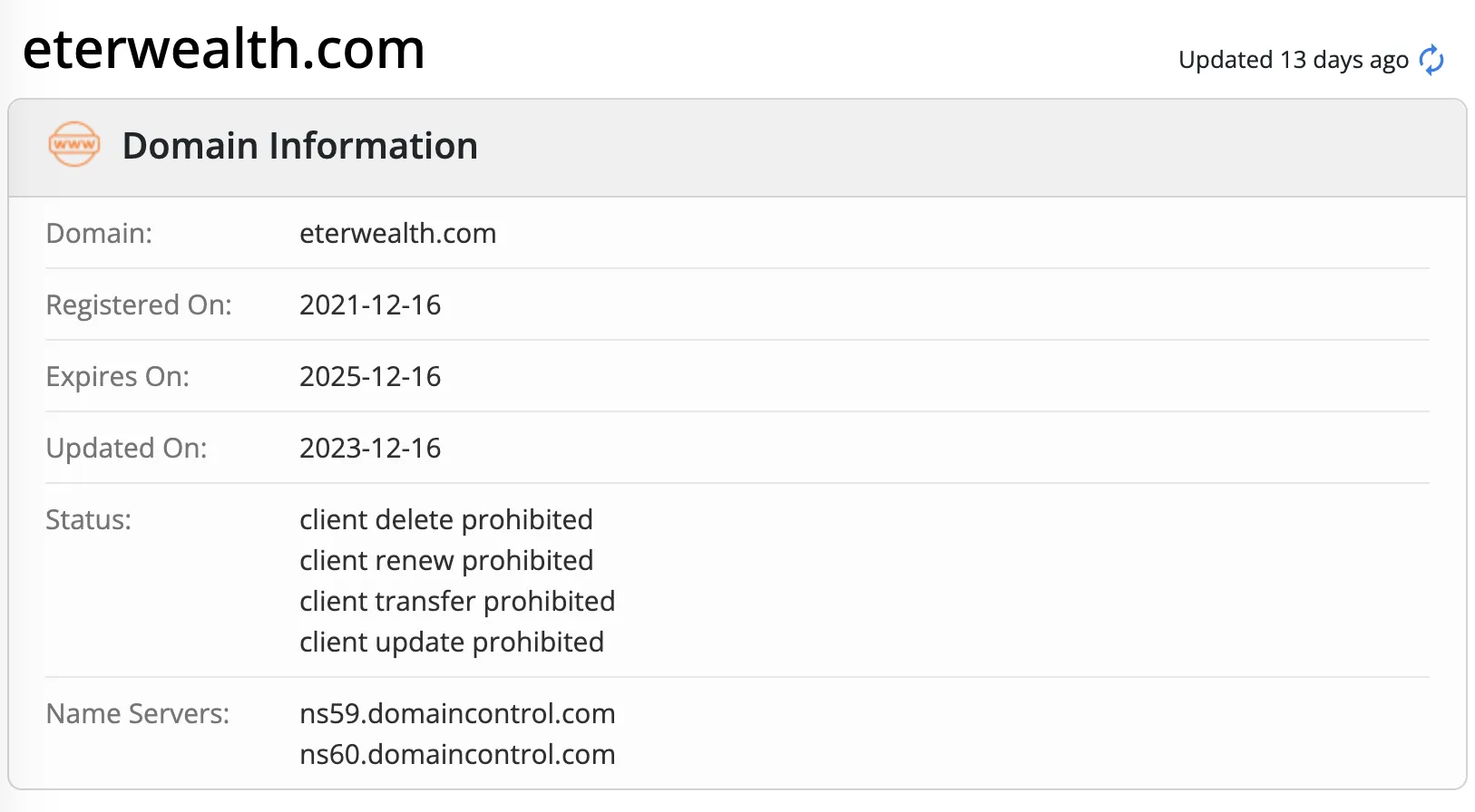 Domäneninformationen Domäneninformationen