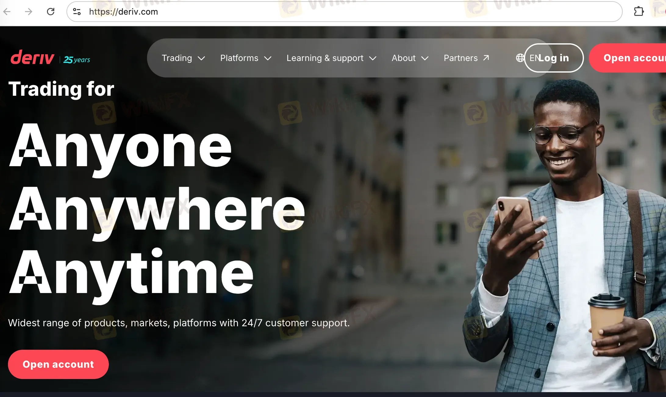 Deriv's homepage