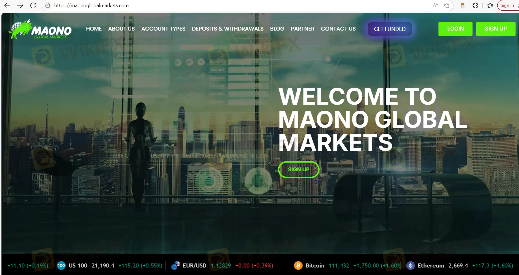 Maono Global Markets' homepage