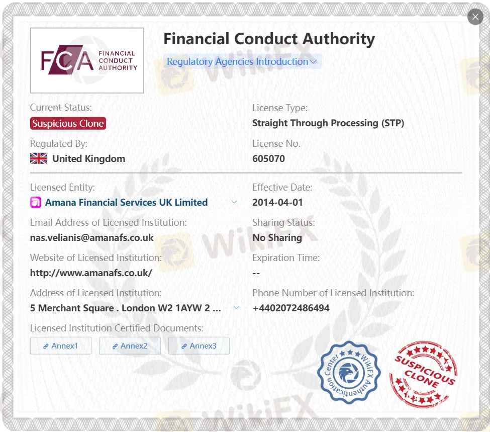 Licence FCA suspecte de clonage