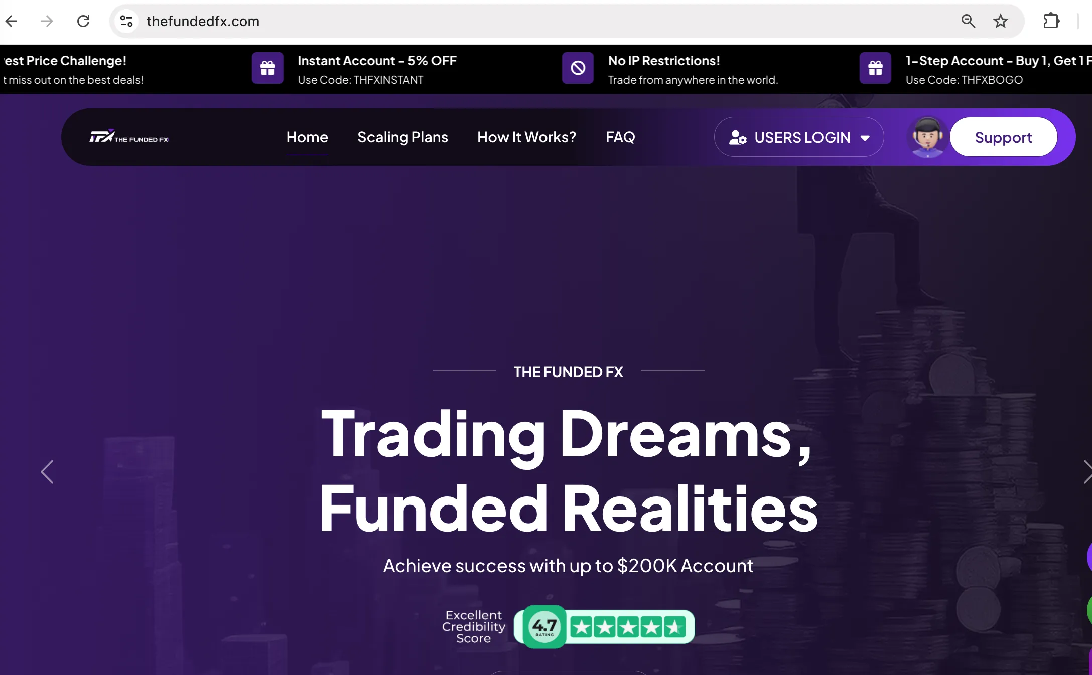 The Funded Fx's homepage The Funded Fx's homepage