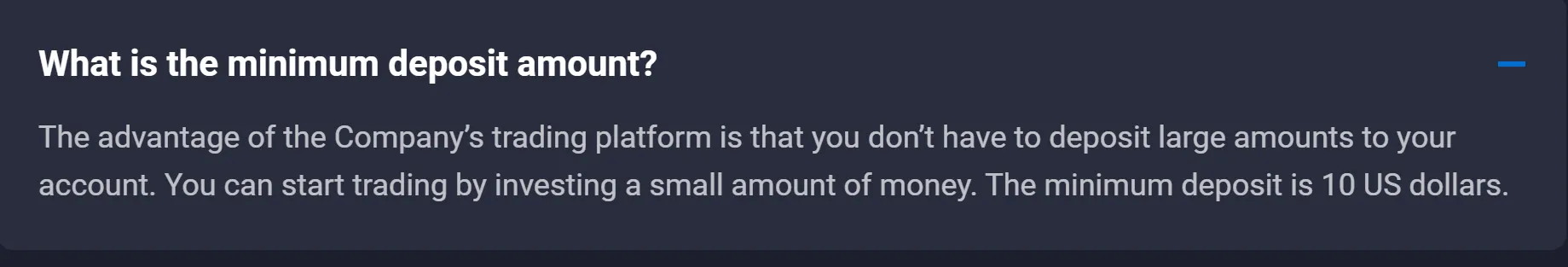 minimum deposit minimum deposit