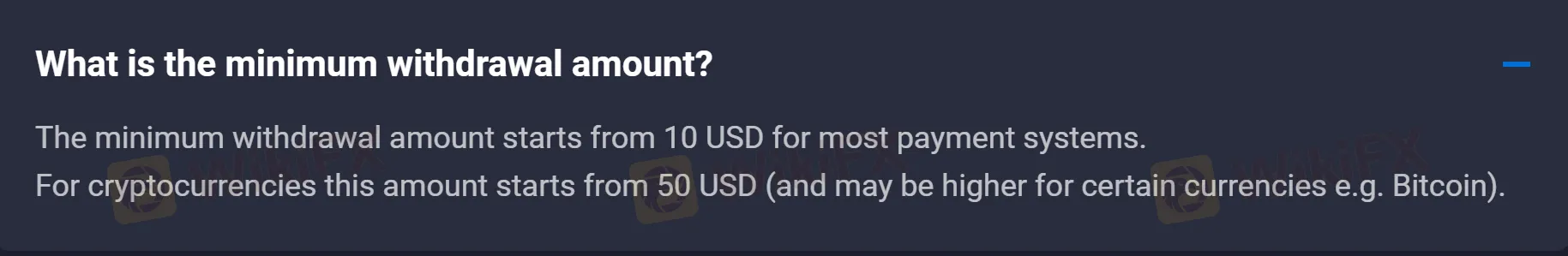 minimum deposit