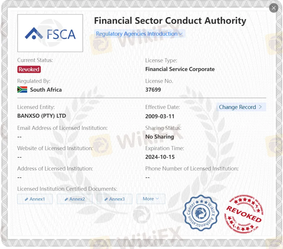 Revoked FSCA license