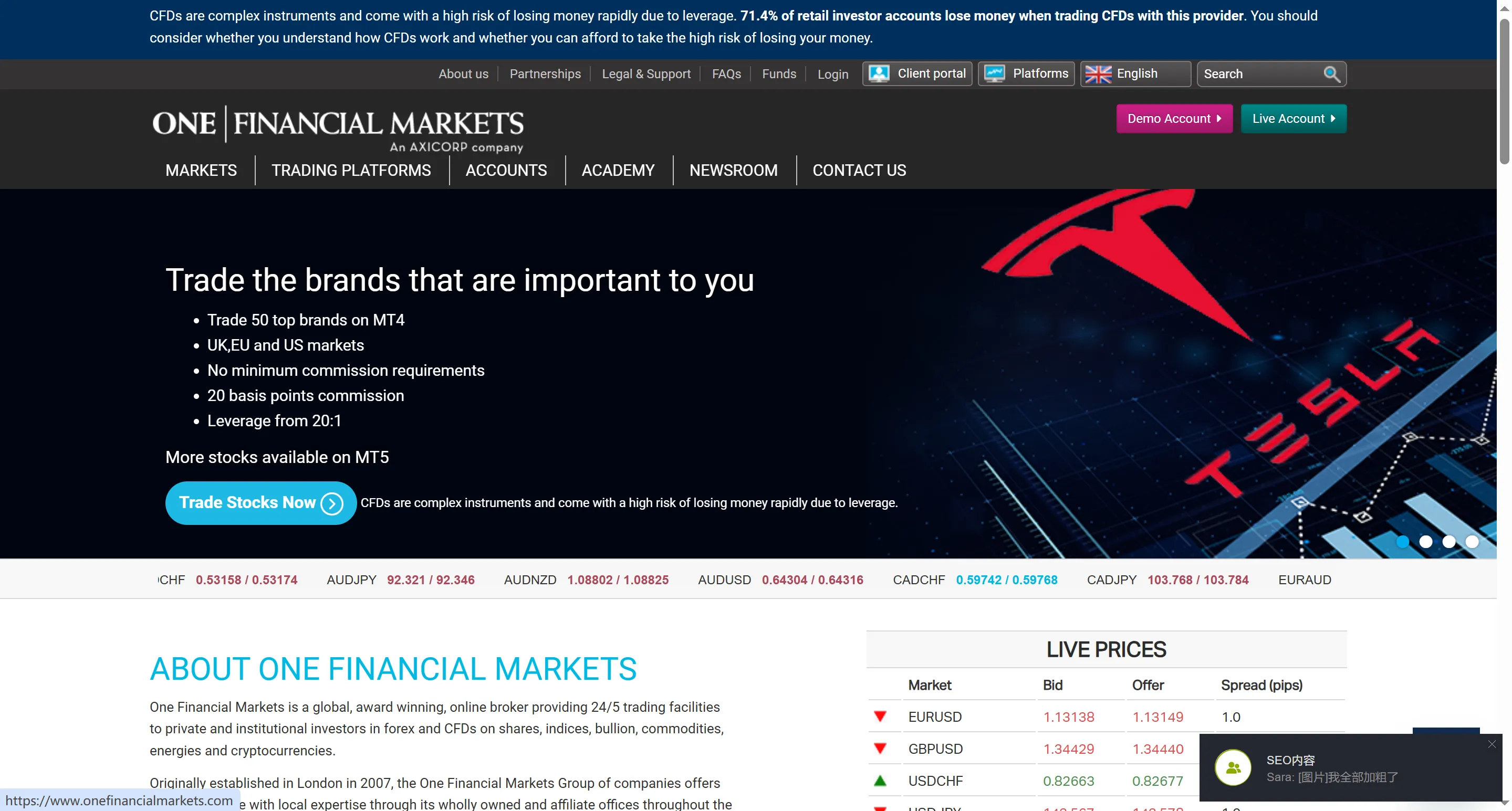 One Financial Markets One Financial Markets