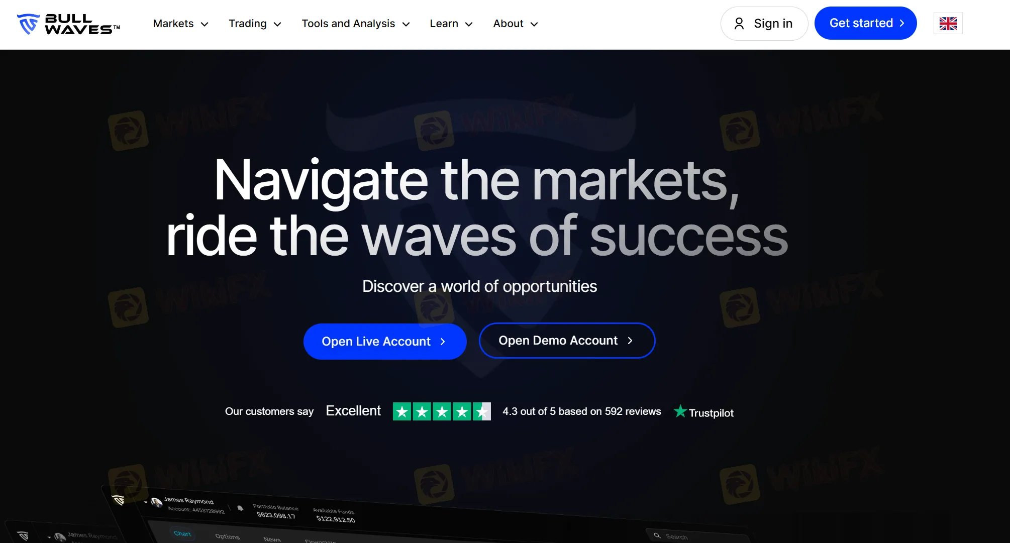 الصفحة الرئيسية لـ Bullwaves