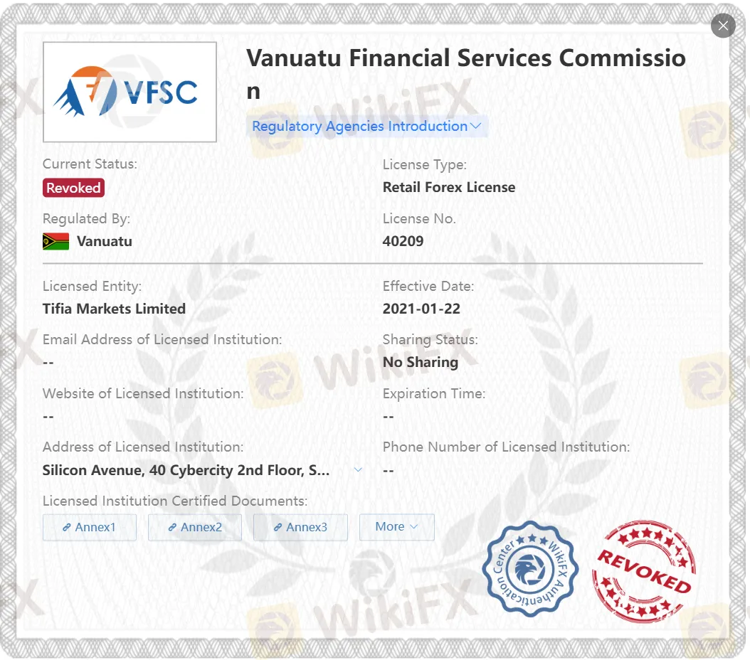 Аннулированная лицензия VFSC
