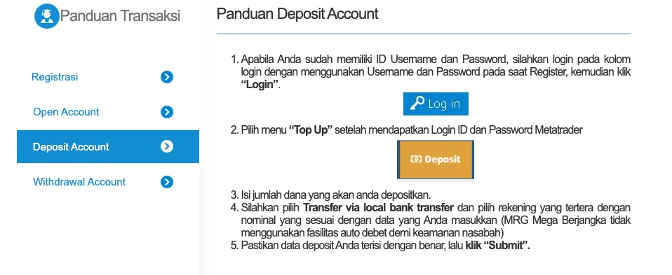 Deposit steps Deposit steps