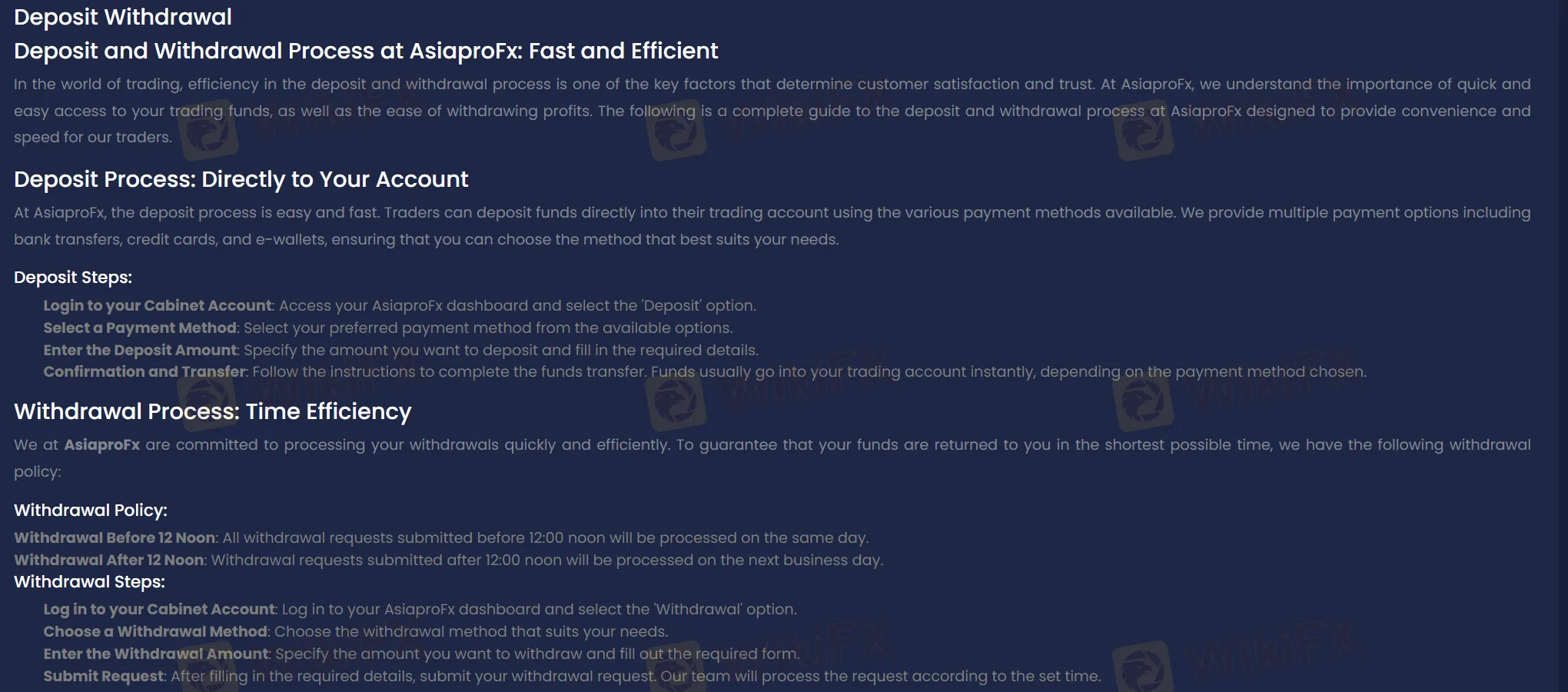 Deposit and Withdrawal