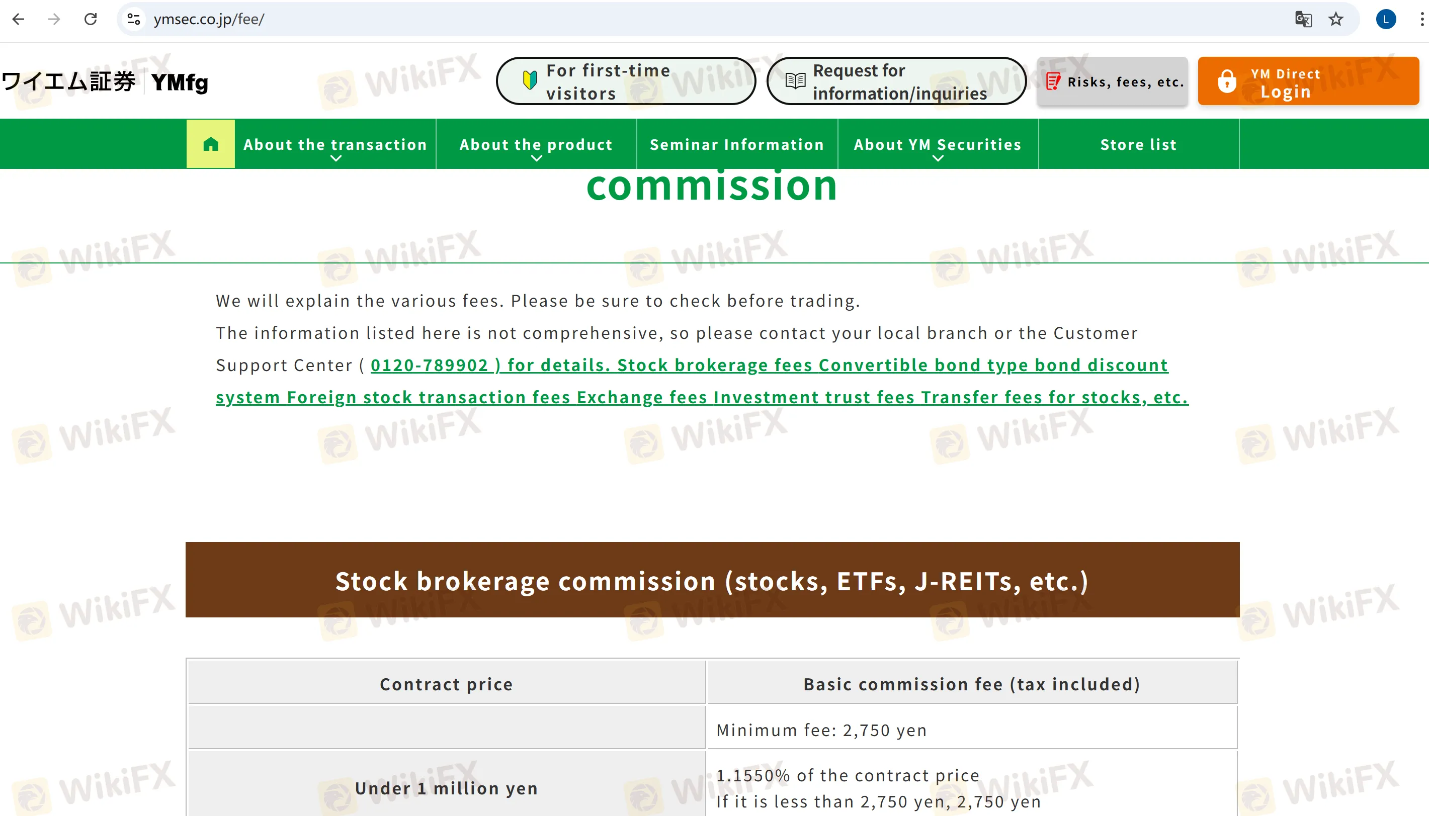 YM Securities Tarifas