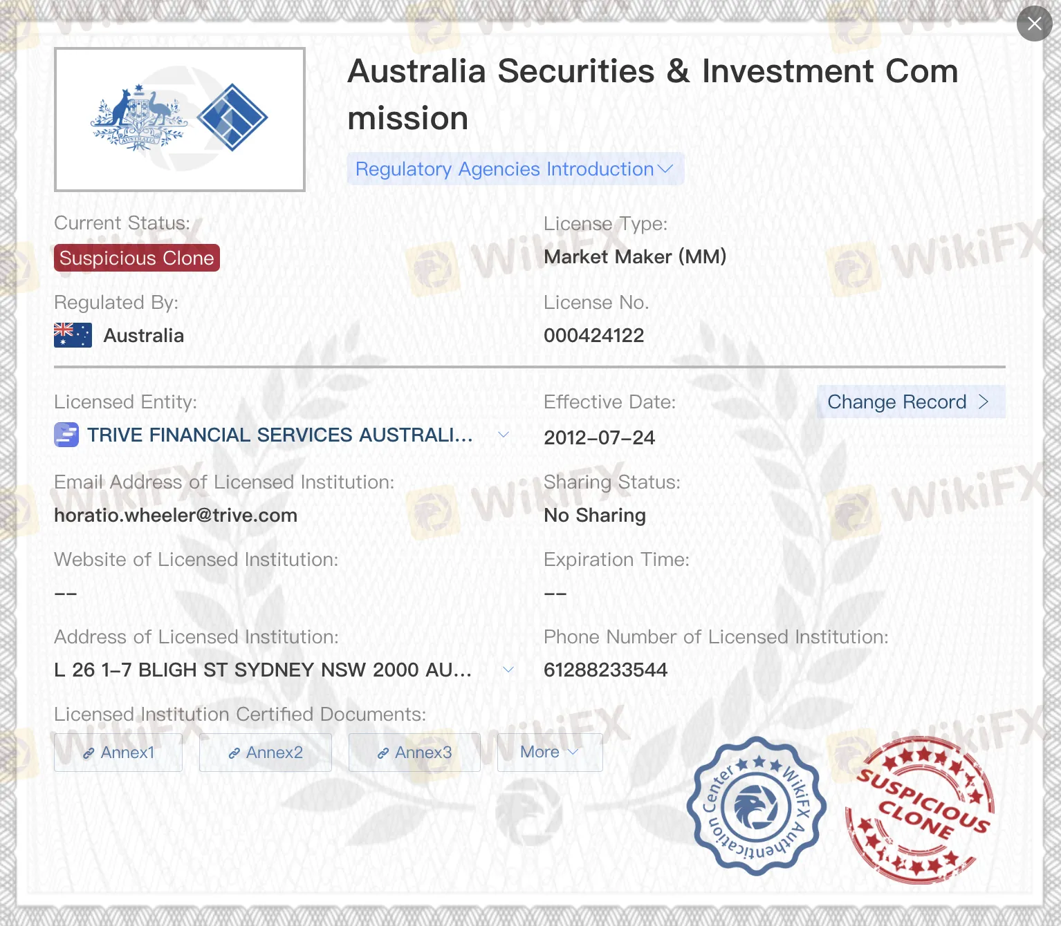 Suspicious clone ASIC license