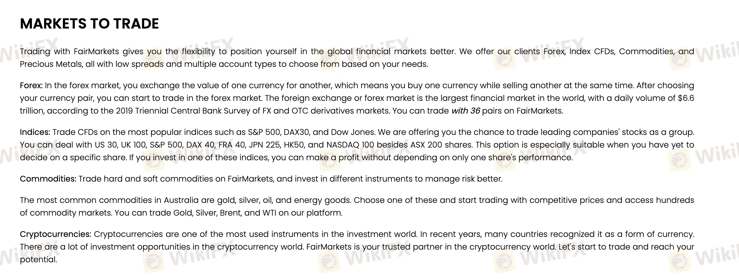 What Can I Trade on FAIR MARKETS?