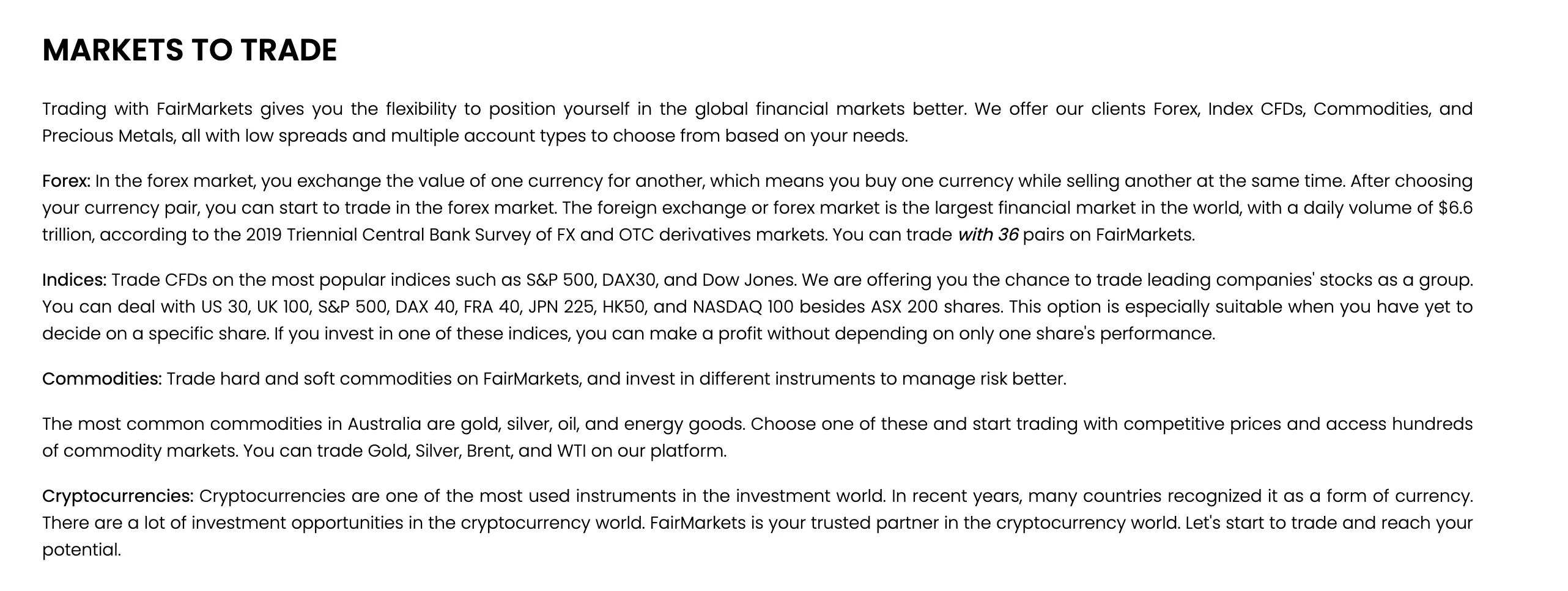 На что можно торговать на FAIR MARKETS?