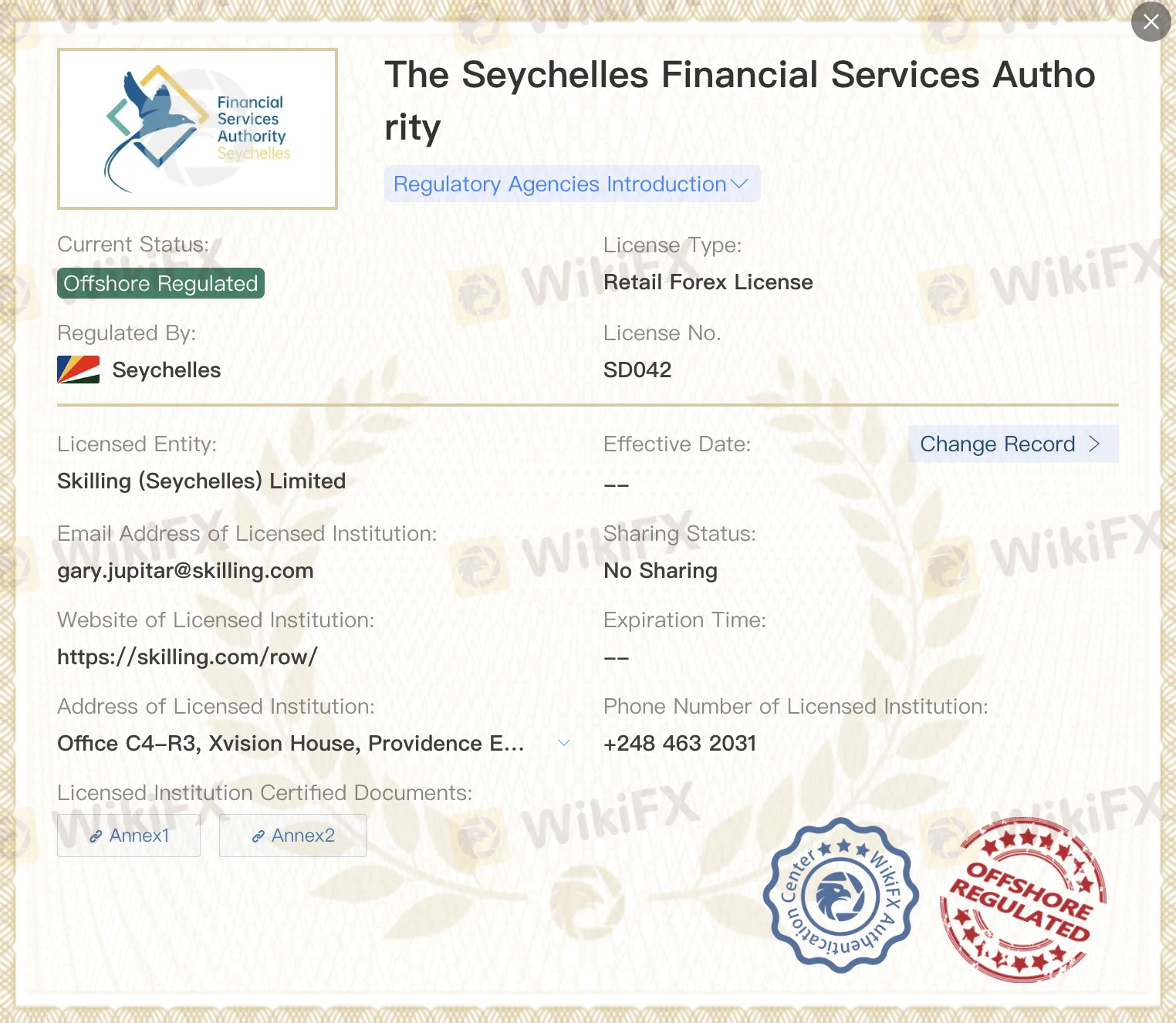Offshore regulated by FSA