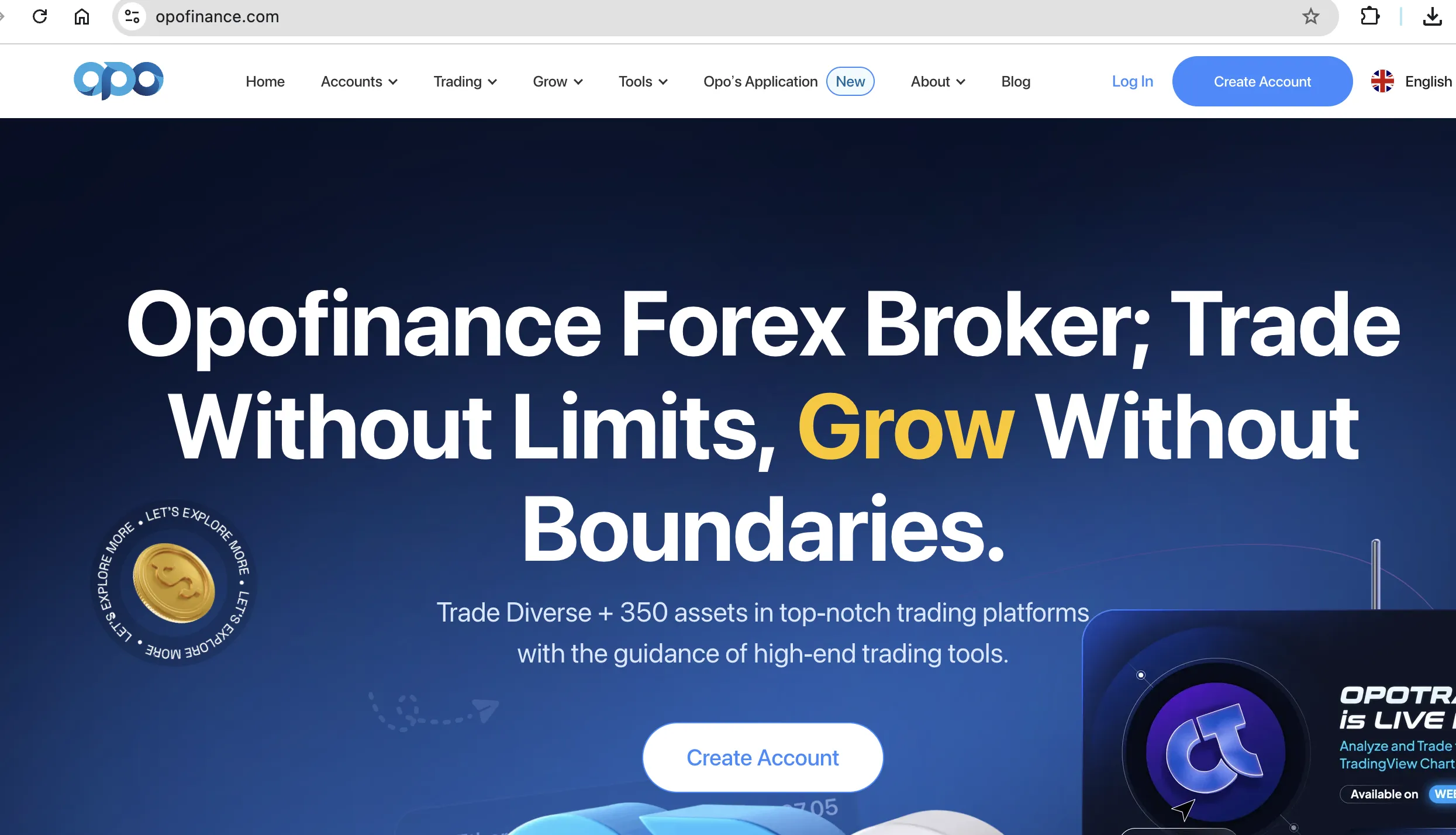Opofinance's homepage