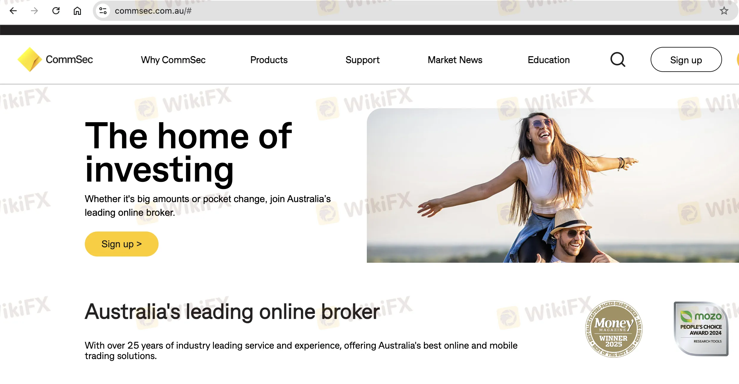 CommSec's homepage