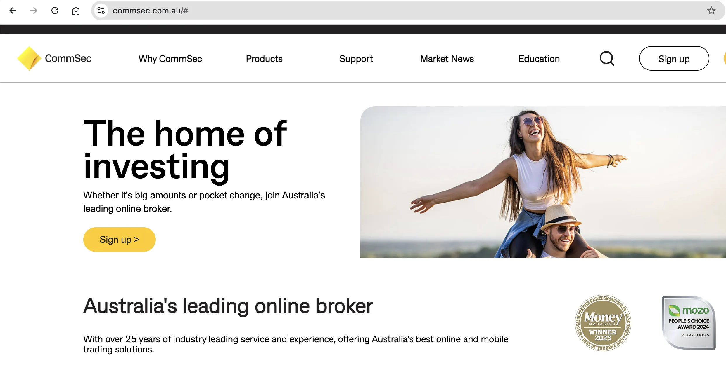 CommSec's homepage CommSec's homepage