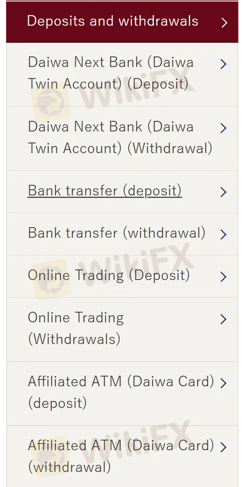 Deposit and Withdrawal