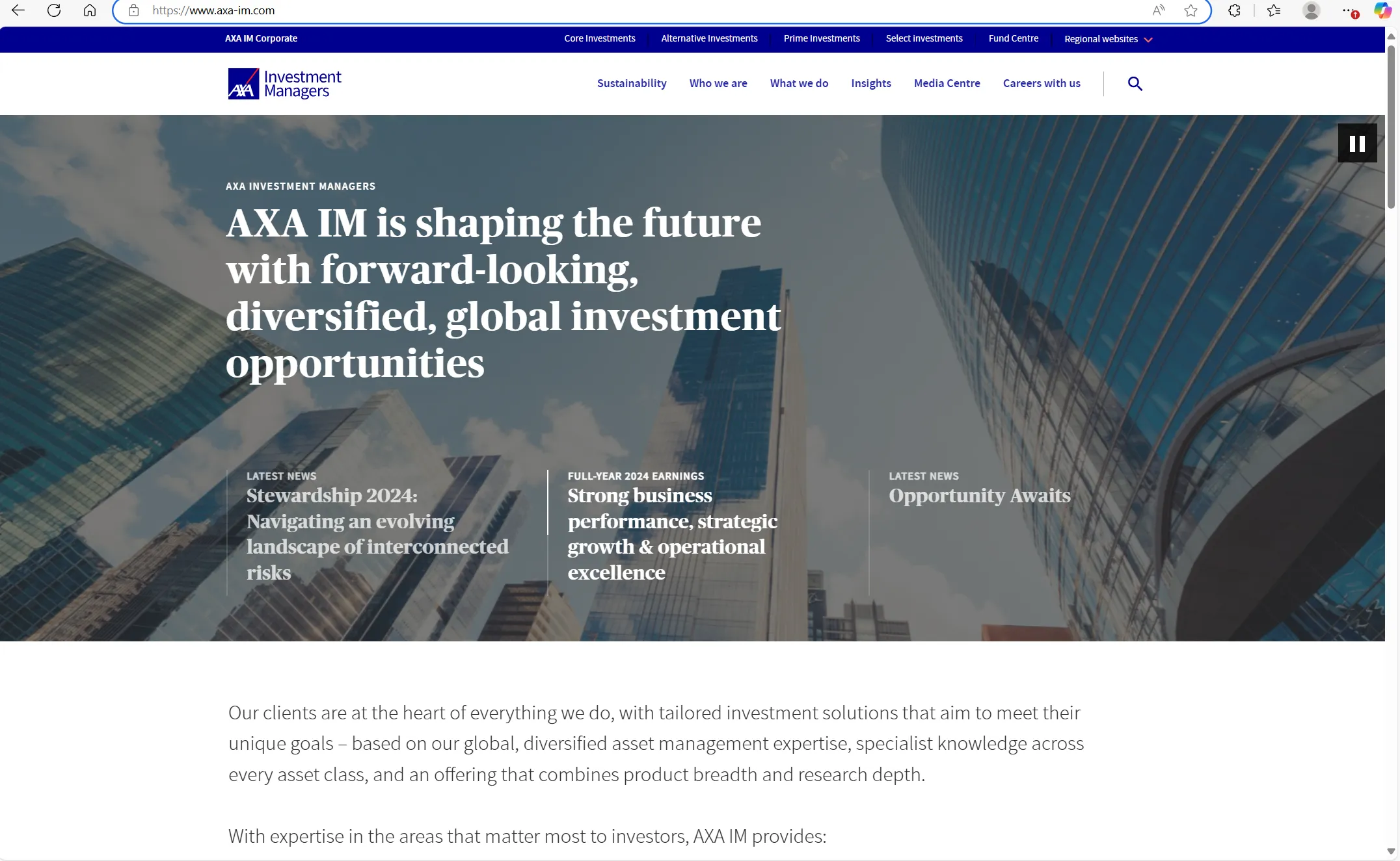 الصفحة الرئيسية لـ AXA