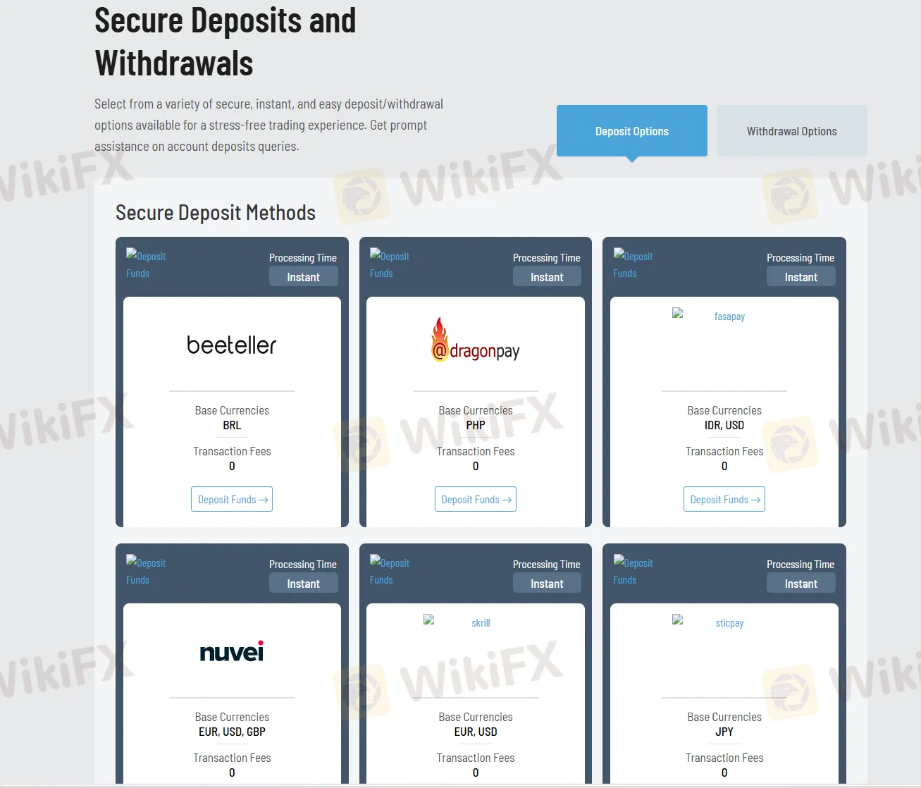 Deposit and Withdrawal
