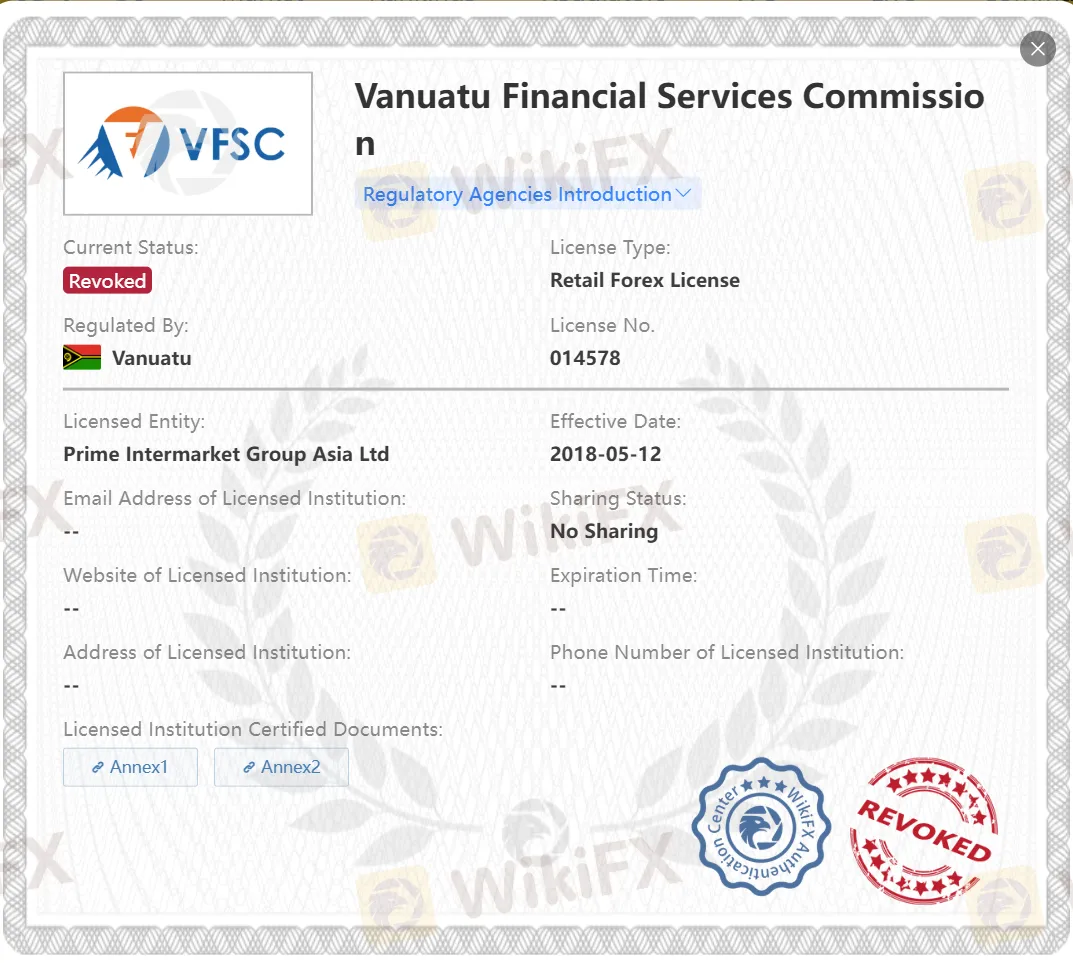 Revoked VFSC license