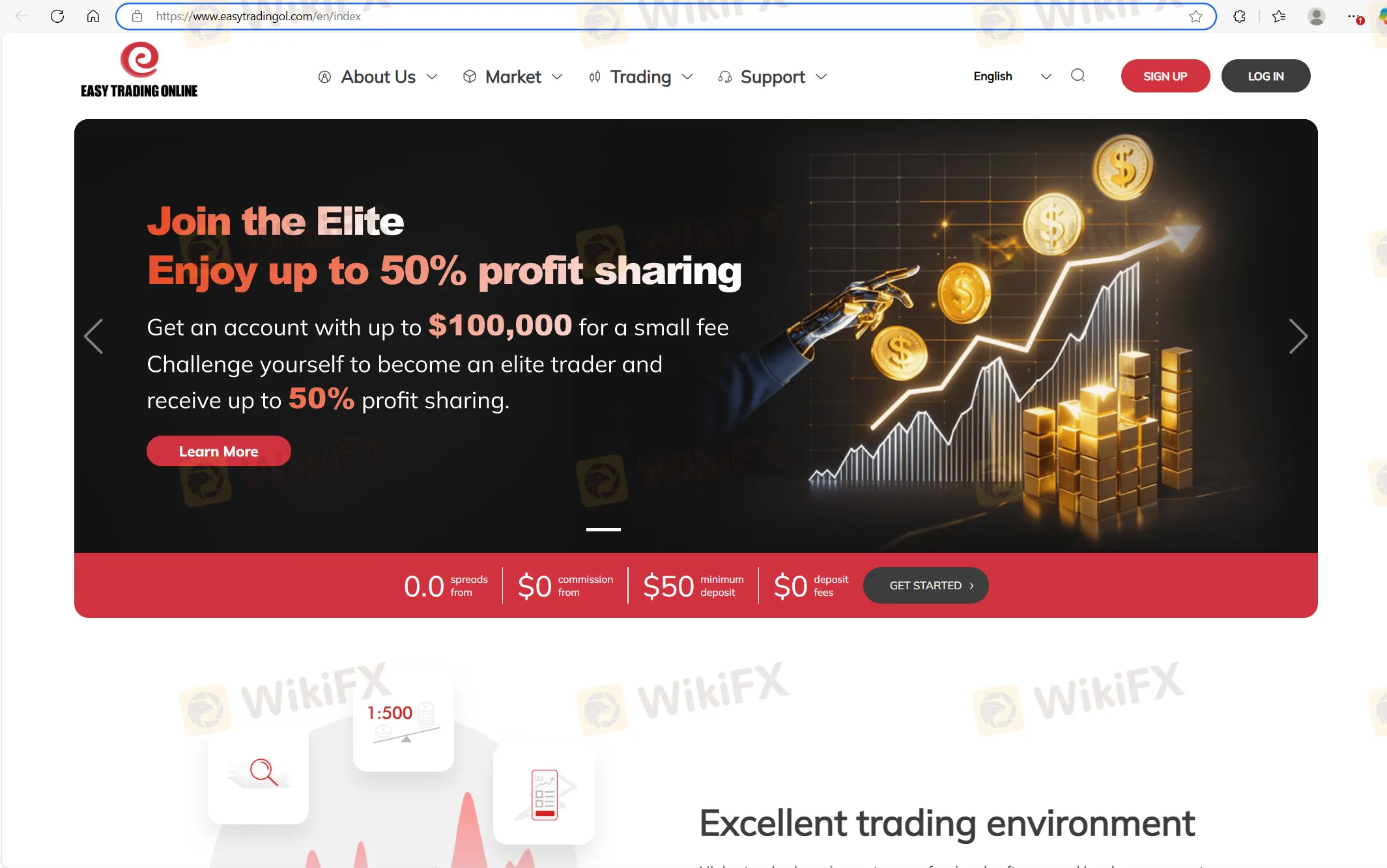 Página inicial de Easy Trading Online