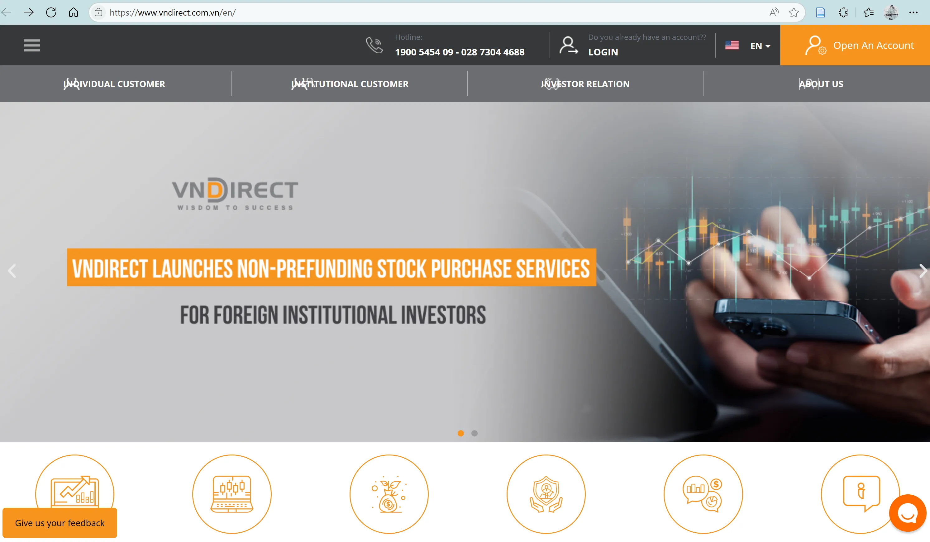 صفحة البداية لـ VNDIRECT