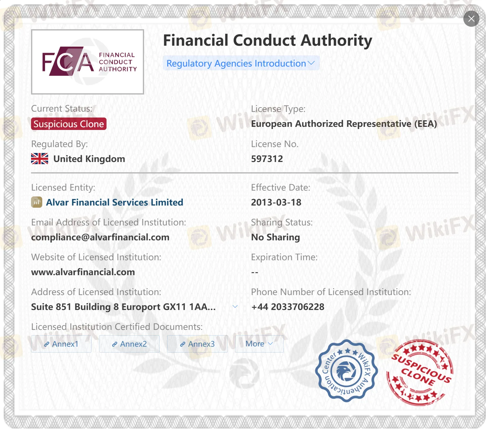 Licencia FCA clon sospechosa