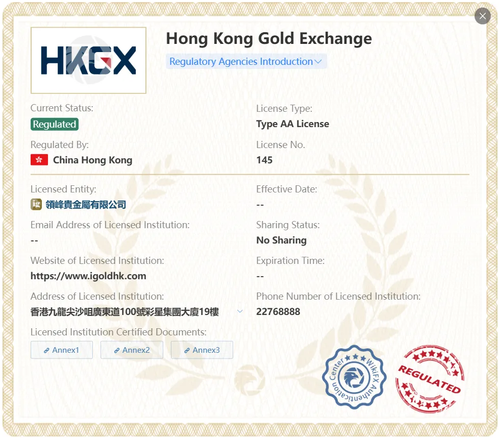 Régulé par HKGX Régulé par HKGX