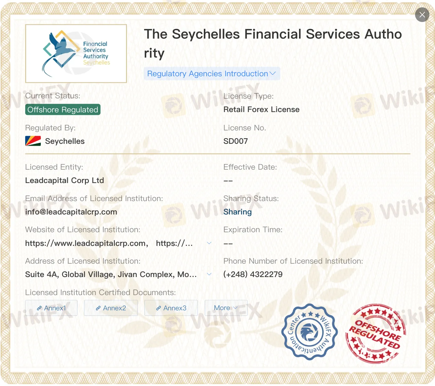 Offshore regulated by FSA