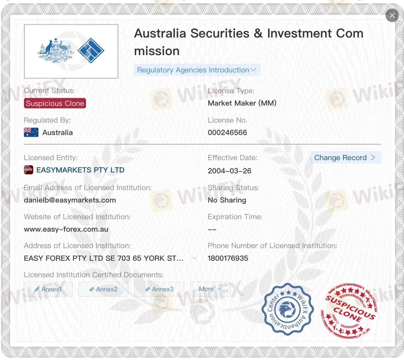 Suspicious Clone ASIC license