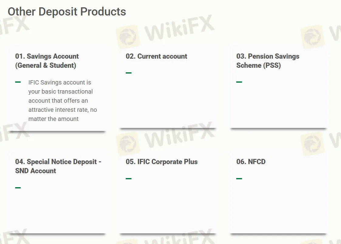 IFIC Bank 产品