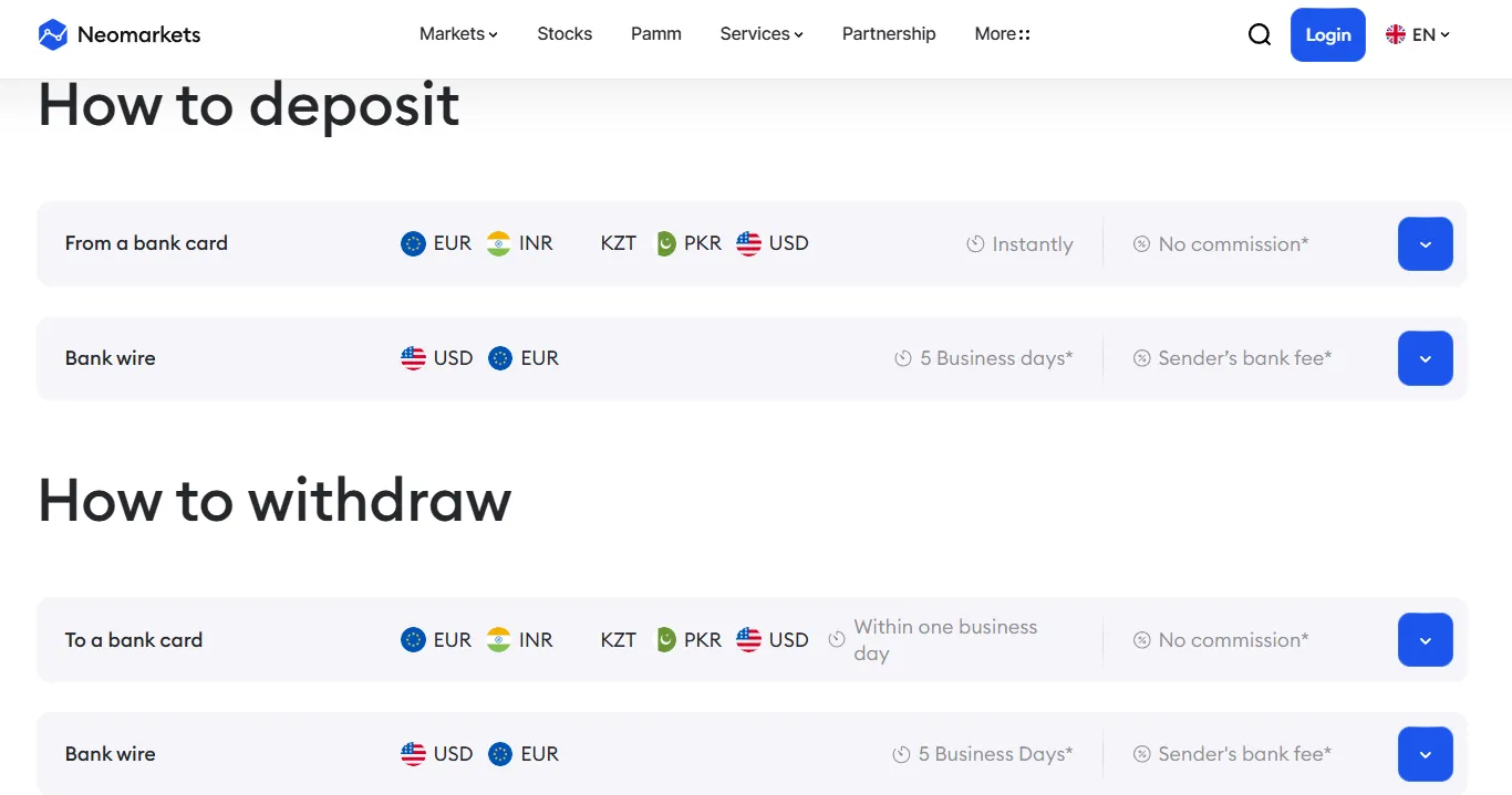 Deposit and Withdrawal Deposit and Withdrawal