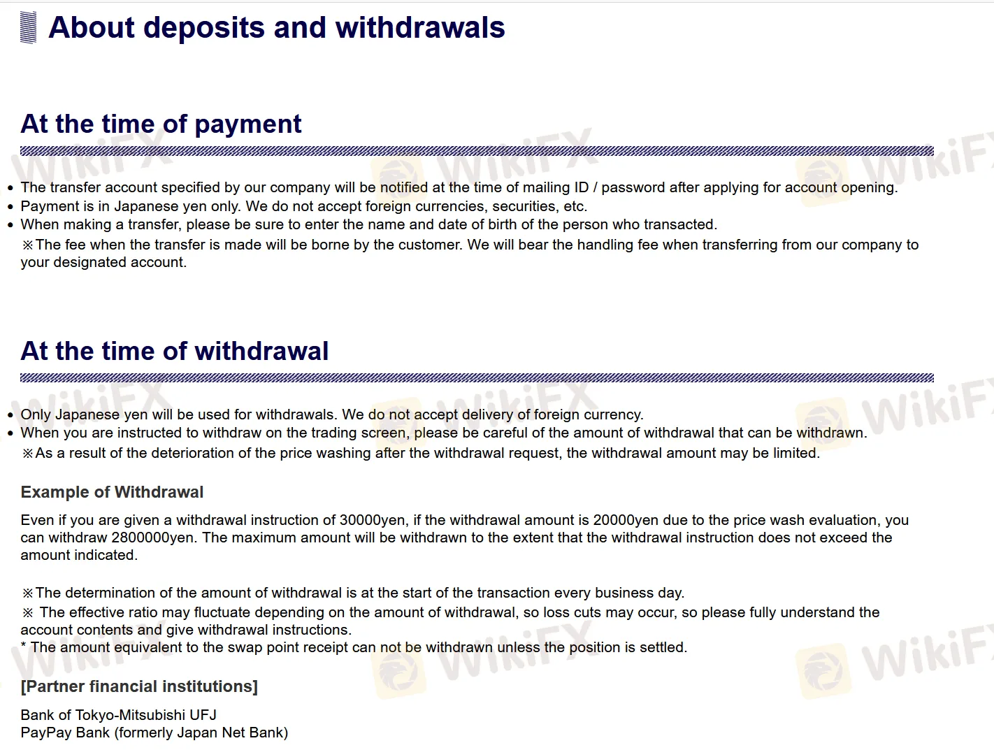 Deposit and Withdrawal